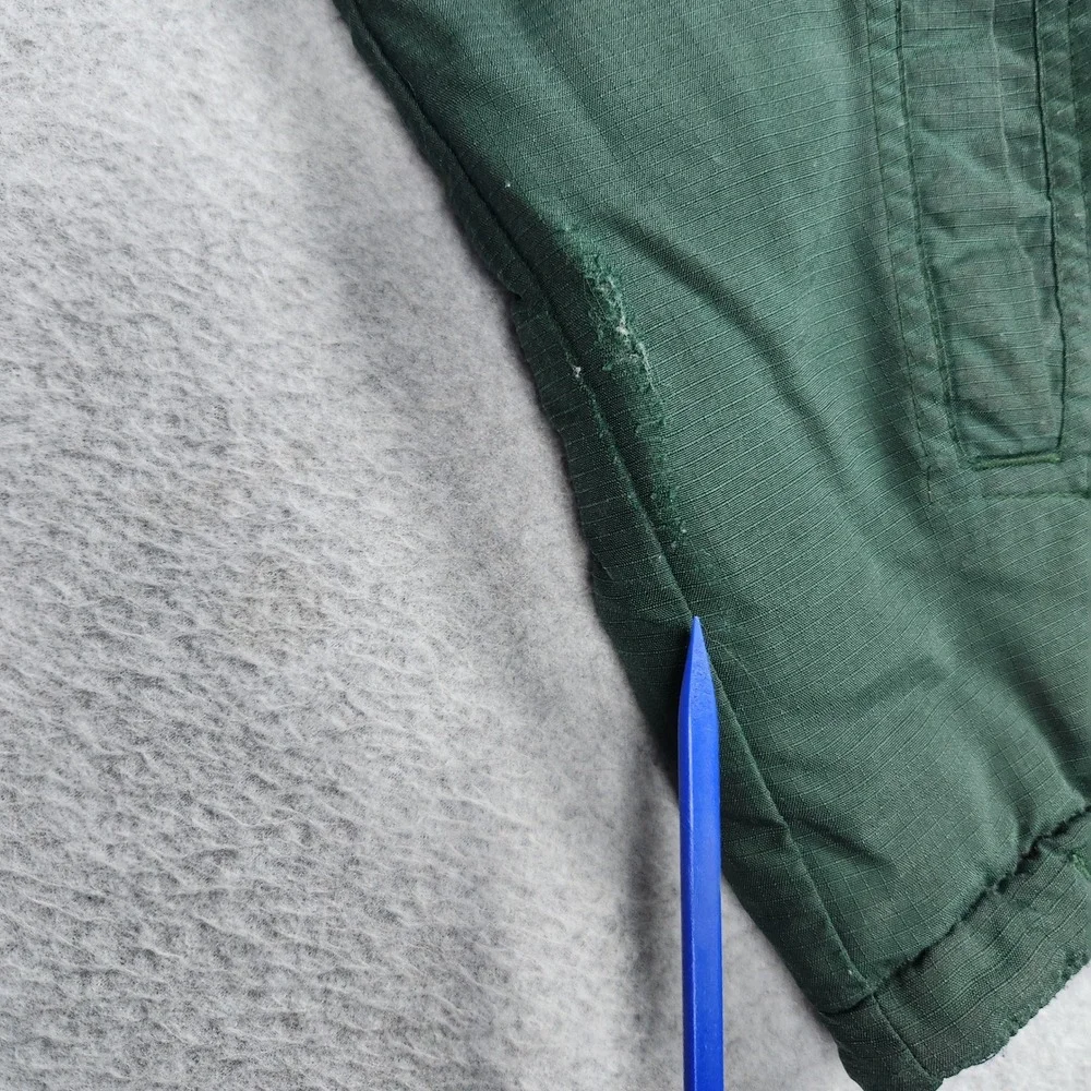Tommy Hilfiger Reversible Jacket Mens L Green Gray Fleece Ripstop Zip Up Outdoor